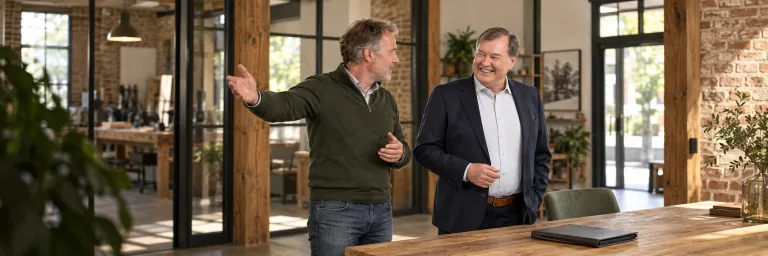 Meindert bespreekt een bedrijfspand met de eigenaar
