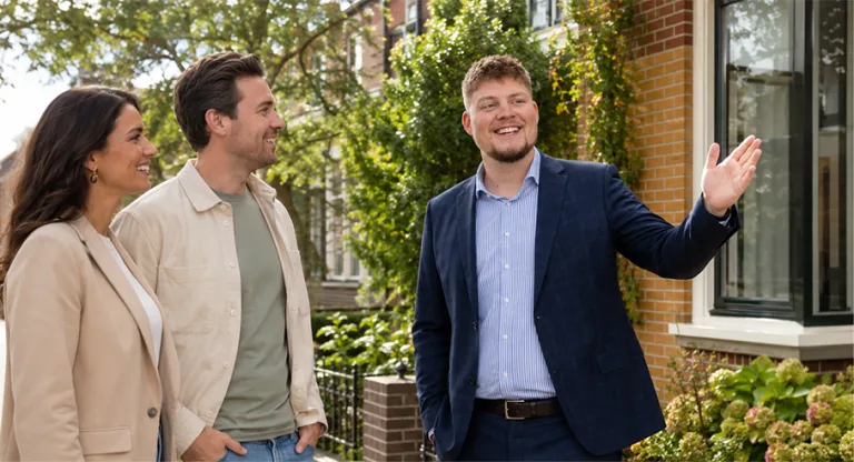 Rutger begeleidt woningzoekers tijdens een bezichtiging