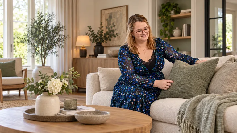 Melissa stylet een zithoek met kussens en accessoires